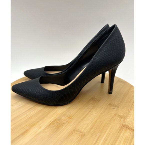 Pointed Toe Pumps Black Snake Print Stiletto Heels Classic Shoes size 8M - Picture 2 of 14